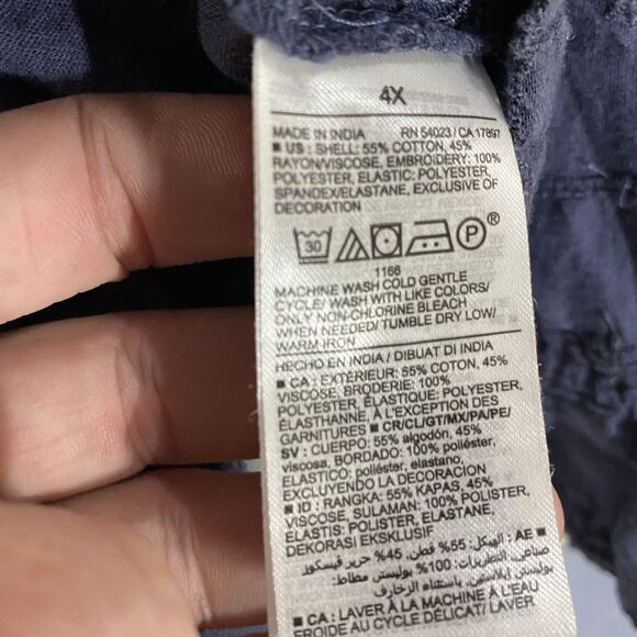 Old Navy Babydoll Top Women's Plus 4x Blue Smocked Back Peasant Boho Cottagecore - Picture 9 of 10